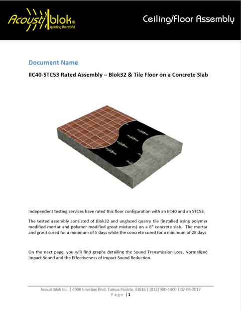 IIC40-STC53 Tile Floor on Concrete Slab Assembly