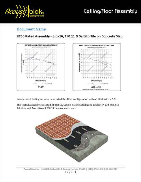 IIC50 Rated Assembly - Tile Floor on Concrete Slab